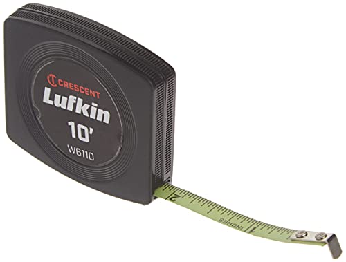 Crescent Lufkin 1/4″ x 10′ Pee Wee Yellow Clad Pocket Tape Measure – W6110 , Black