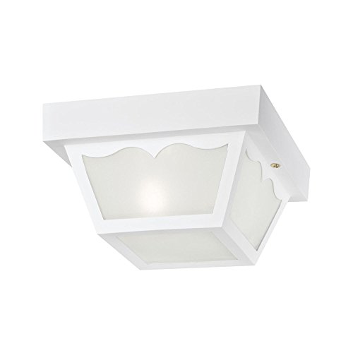 Westinghouse Lighting 6697500 Traditional One-Light Outdoor Flush-Mount Fixture, White Finish on Polypropylene, Frosted Glass Panels