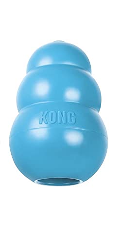 KONG – Puppy Toy Natural Teething Rubber – Fun to Chew, Chase and Fetch – Blue, for Medium Puppies