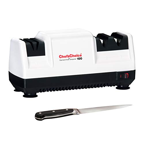 Chef’sChoice Diamond Hone Electric Knife Sharpener for Stainless or Non-Serrated Knives, 3-Stage, White