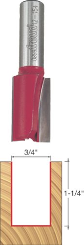Freud 12-154: 3/4″ (dia.) Double Flute Straight Bit with 1/2″ shank, 1-1/4″ carbide height,Red