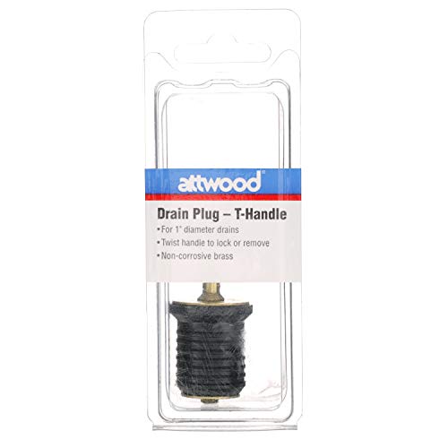 Attwood 7526A7 T-Handle Drain Plug, For 1-Inch-Diameter Drains, Locks in Place, Brass Handle, Rubber Plug | The Storepaperoomates Retail Market - Fast Affordable Shopping