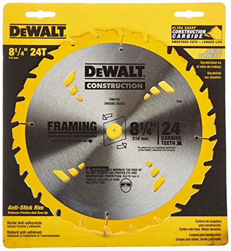 DEWALT Circular Saw Blade, 8 1/4 Inch, 24 Tooth, Framing (DW3182)