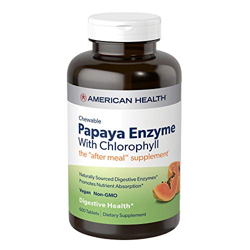 American Health Papaya Enzyme with Chlorophyll Chewable Tablets – 600 Count (200 Total Servings)