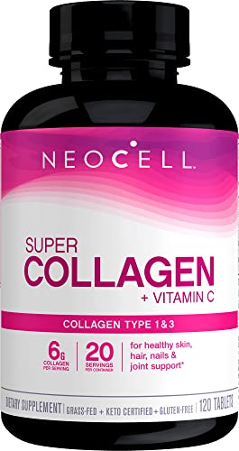NeoCell Super Collagen + Vitamin C, Dietary Supplement, 120 Tablets, 20 Servings, Pack May Vary