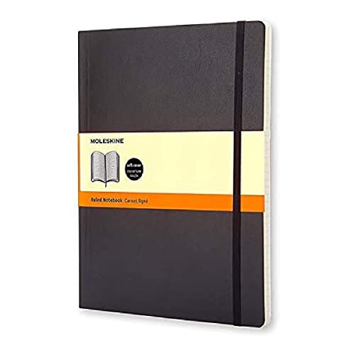 Moleskine Classic Notebook, Soft Cover, XL (7.5″ x 9.5″) Ruled/Lined, Black, 192 Pages