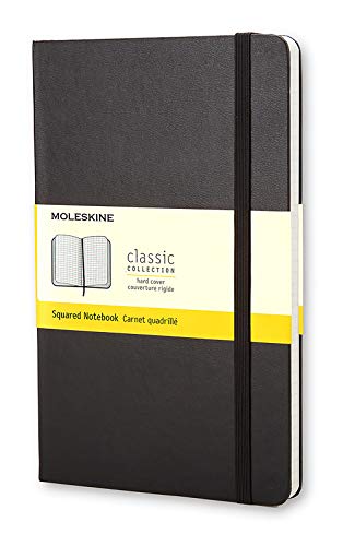 Moleskine Classic Notebook, Hard Cover, Large (5″ x 8.25″) Squared/Grid, Black, 240 Pages