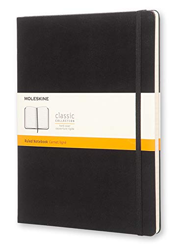 Moleskine Classic Notebook, Hard Cover, XL (7.5″ x 9.5″) Ruled/Lined, Black, 192 Pages
