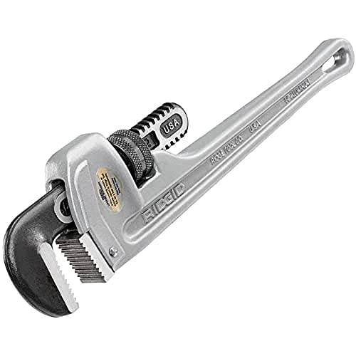 RIDGID 31095 Model 814 Aluminum Straight 14″ Plumbing Pipe Wrench, Silver, Made in the USA