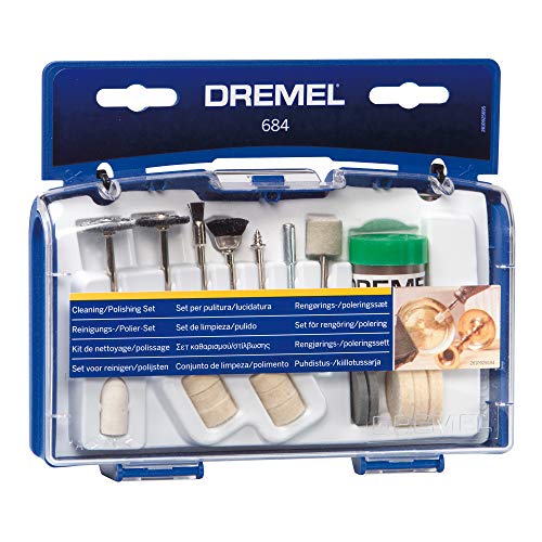 Dremel 684-01 20-Piece Cleaning & Polishing Rotary Tool Accessory Kit with Case – Includes Buffing Wheels, Polishing Bits, and Polishing Compound