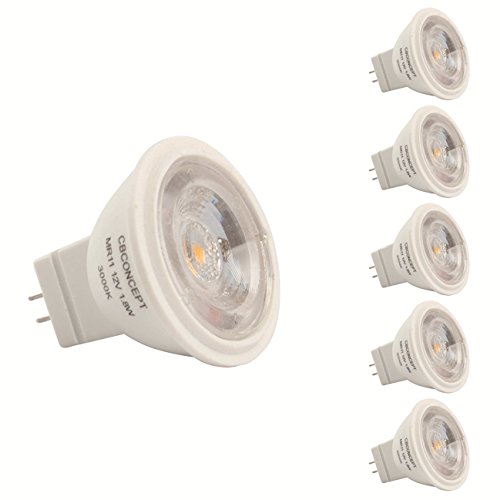 CBconcept UL-Listed MR11 GU4.0 LED Light Bulbs, 5-Pack, 2 Watt, Dimmable 230 Lumen, Warm White 3000K, 36° Beam Angle, 12 Volt, 20W Halogen Bulbs Equivalent, Landscape/Accent/Recessed/Track Lighting