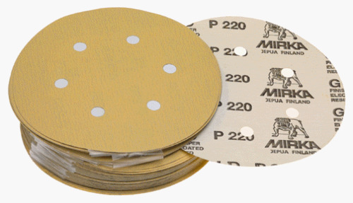 Mirka 23-624-220 6″ 6-Hole 220 Grit Dustless Hook & Loop Sanding Discs – 50 Pack