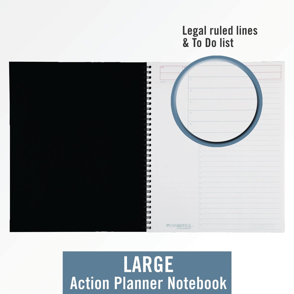 Cambridge Limited Business Notebook, 8-1/4 x 11 Inches, Wirebound, Action Planner, Black (06064) | The Storepaperoomates Retail Market - Fast Affordable Shopping