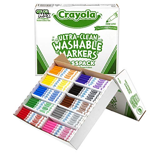 Crayola Ultra Clean Washable Markers Classpack (200 Count), Bulk Markers for Classrooms, School Supplies for Kids, 10 Colors