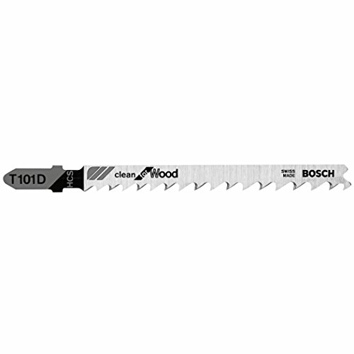 BOSCH T101D 5-Piece 4 In. 6 TPI Clean for Wood T-Shank Jig Saw Blades