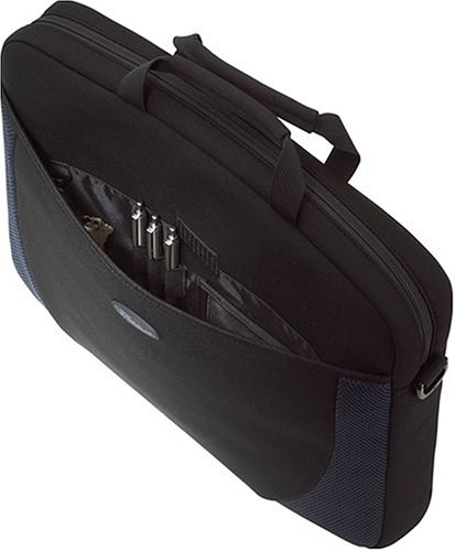 Targus Neoprene Slipcase Sleeve with Shoulder Strap, Professional Business and Travel Laptop Tote Bag for 17-Inch Laptop, Black with Blue Accents (CVR217) | The Storepaperoomates Retail Market - Fast Affordable Shopping