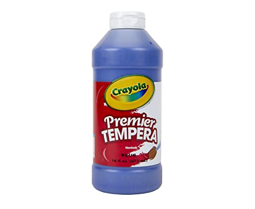 Crayola Premier Tempera Paint For Kids – Blue (16oz), Kids Classroom Supplies, Great For Arts & Crafts, Non Toxic, Easy Squeeze Bottle