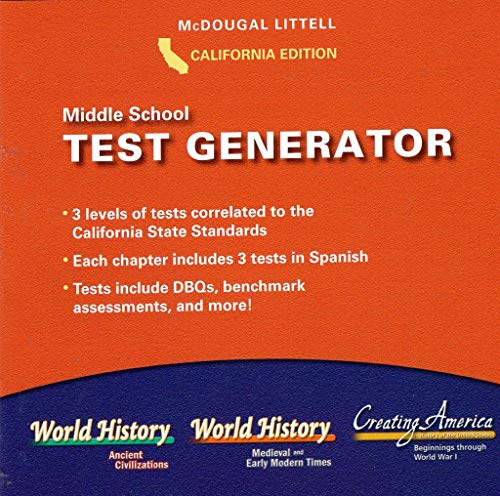 California Middle School Test Generator, Grade’s 6-8
