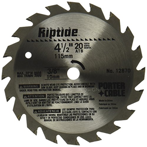 PORTER-CABLE 12870 Riptide 4-1/2-Inch 20 Tooth ATB Thin Kerf General Purpose Saw Blade with 3/8-Inch Arbor