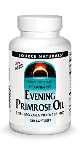 Source Naturals Evening Primrose Oil – Hexane-Free – 1350mg – GLA Yield: 135 mg – Cold-Pressed – 120 Softgels