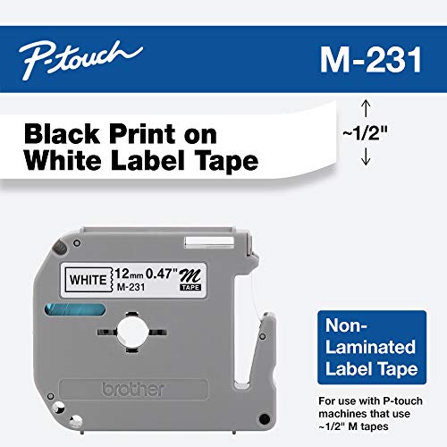 Brother Genuine P-touch M-231 Tape, 1/2″ (0.47″) Standard P-touch Tape, Black on White, for Indoor Use, Water Resistant, 26.2 Feet (8M), Single-Pack | The Storepaperoomates Retail Market - Fast Affordable Shopping