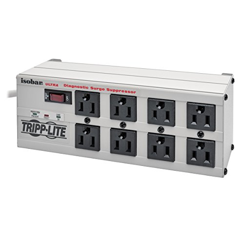 Tripp Lite ISOBAR8ULTRA Isobar 8 Outlet Surge Protector Power Strip, 12ft Cord, Right-Angle Plug, Metal Lifetime Limited Warranty & Dollar 50,000 Insurance White