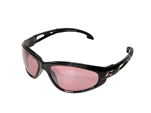 Edge SW119 Dakura Wrap-Around Safety Glasses, Anti-Scratch, Non-Slip, UV 400, Military Grade, ANSI/ISEA & MCEPS Compliant, 5.04″ Wide, Black Frame / Rose Mirror Lens