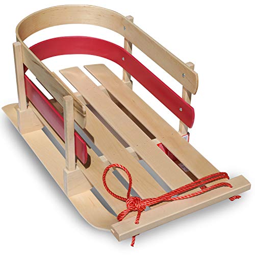 Flexible Flyer Baby Pull Sled. Wood Toddler to-Boggan. Wooden Sleigh for Kids