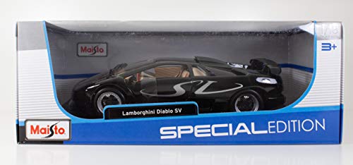 Maisto 1:18 Scale Lamborghini Diablo SV Diecast Vehicle, Black and White (31844BK)