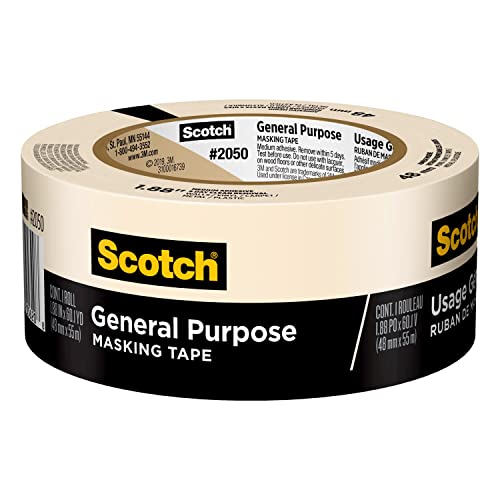 Scotch 2050-48MP 3M 2050 General Painting, 1.88-Inch x 60.1-Yard, 1-Pack Masking Tape, Width, Beige