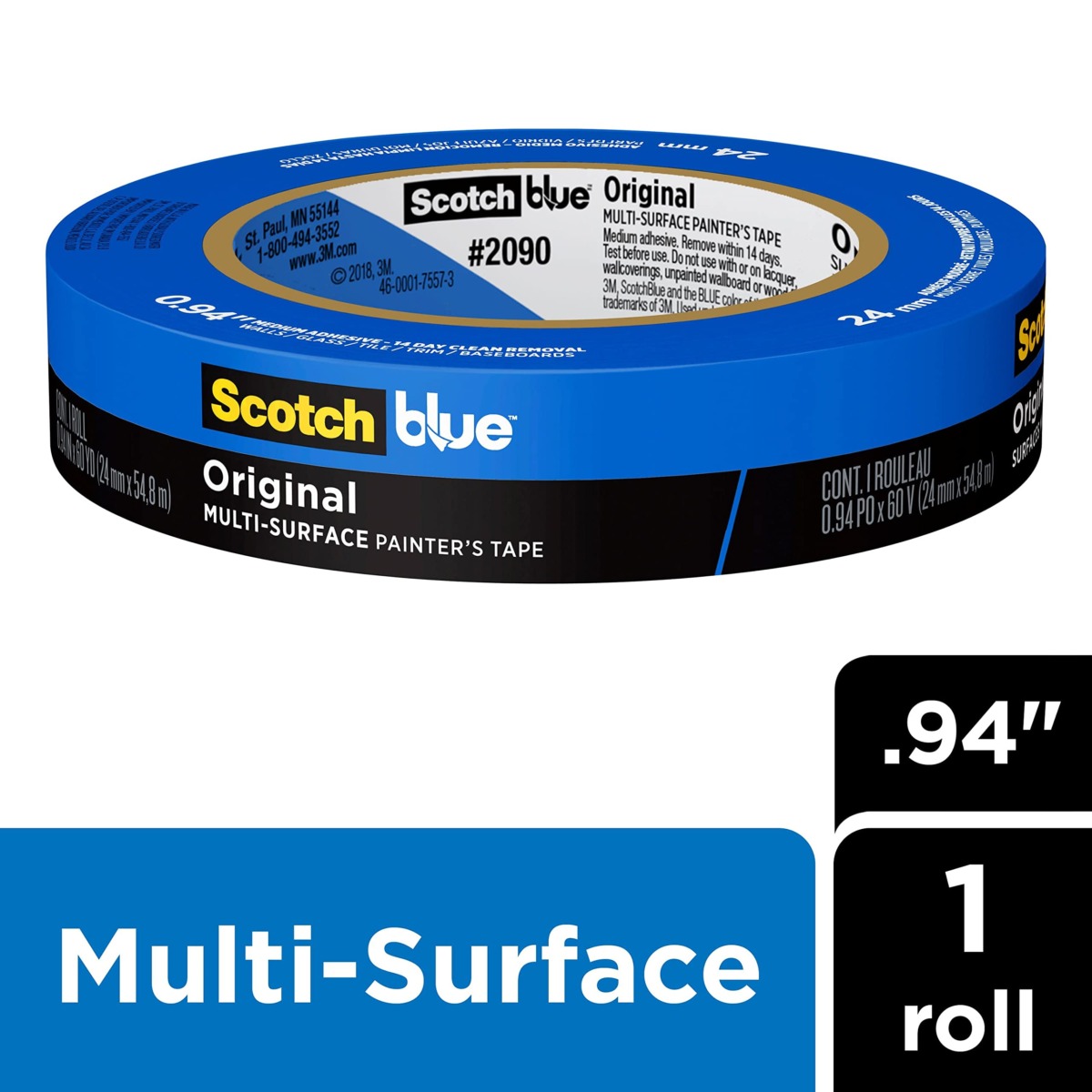 ScotchBlue Original Multi-Surface Painter’s Tape, Blue, Paint Tape Protects Surfaces and Removes Easily, Multi-Surface Painting Tape for Indoor and Outdoor Use, 0.94 Inches x 60 Yards, 1 Roll | The Storepaperoomates Retail Market - Fast Affordable Shopping