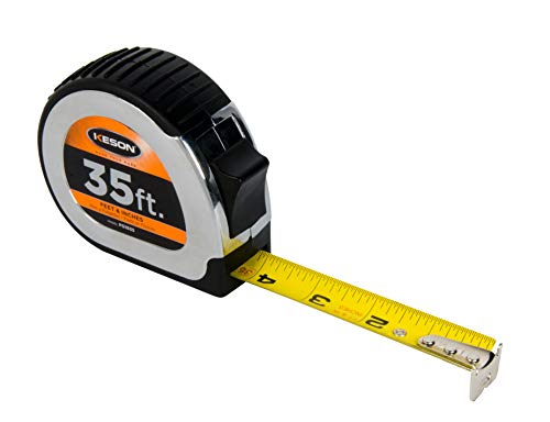 Keson PG1835 Chrome Series Tape Measure with Nylon-Coated Steel Blade (Graduations: ft., in, 1/8), 1-Inch by 35-Foot