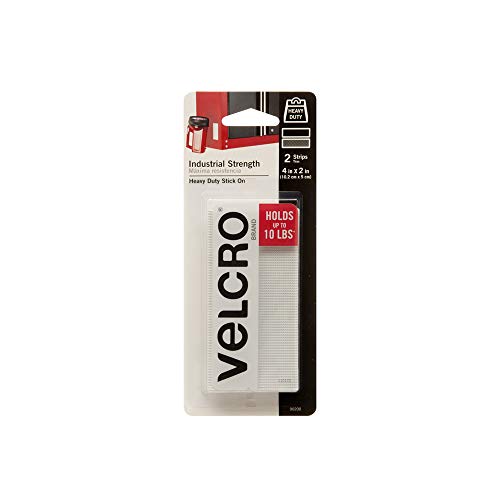 VELCRO Brand Industrial Fasteners Stick-On Adhesive | Professional Grade Heavy Duty Strength Holds up to 10 lbs on Smooth Surfaces | Indoor Outdoor Use, 4in x 2in (2pk), Strips, 2 Sets, 90200