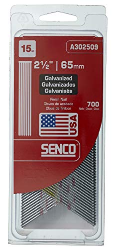 Senco A302509 15 Gauge by 2-1/2-Inch Electro Galvanized Finish Nail