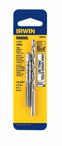 IRWIN Drill And Tap Set, 1/4-Inch – 20 NC Tap and 13/64-Inch Drill Bit (80230)