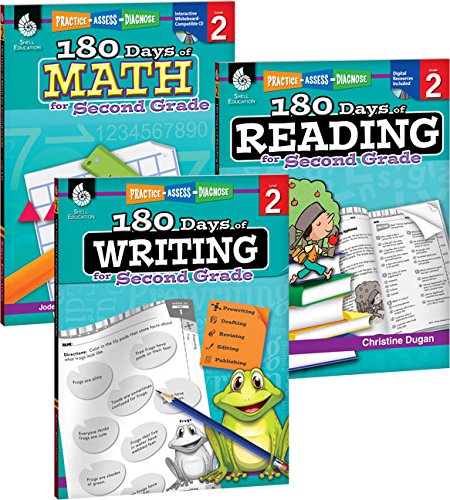 180 Days of Practice for Second Grade (Set of 3), 2nd Grade Workbooks for Kids Ages 6-8, Includes 180 Days of Reading, 180 Days of Writing, 180 Days of Math