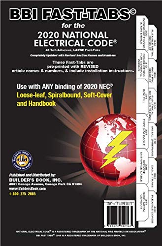 National Electrical Code NEC 2020 Fast-Tabs For Softcover, Spiral, Loose-Leaf And Handbook