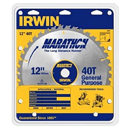 IRWIN Tools MARATHON Carbide Table / Miter Circular Blade, 12-Inch, 40T (14080)