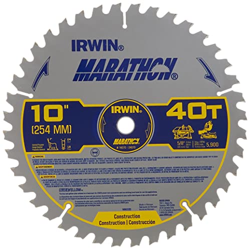 IRWIN Tools MARATHON Carbide Table / Miter Circular Blade, 10-Inch, 40T (14070)