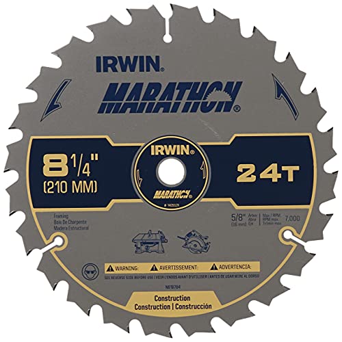 Irwin Industrial Tools 14050 8-1/4-Inch 24-Teeth 5/8″ Diamond Arbor Miter and Table Saw Blade
