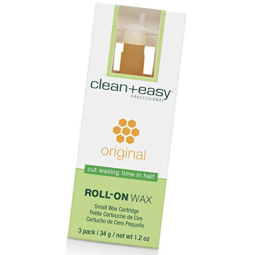 Clean + Easy Small Original Roll On Wax Refill for Wax Cartridge, Hygienic Depilatory Hair Removal Treatment, Removes Fine to Coarse Hairs, Perfect for Delicate Skin – 3 Packs