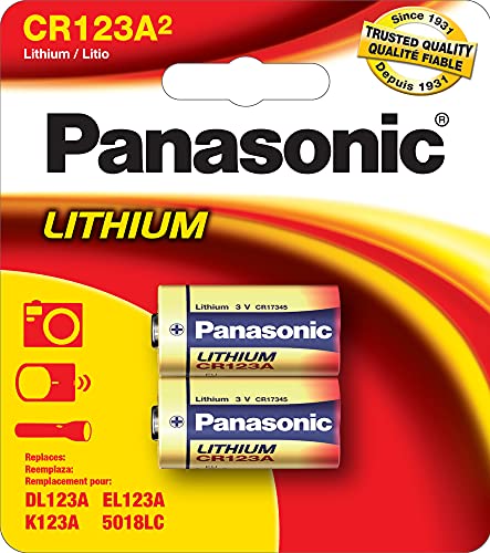 Panasonic CR-123APA/2B Photo Power CR123 Lithium Batteries, 2 Pack (Gold)