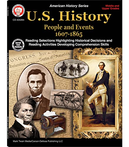 Mark Twain American History Books, Grades 6-12 People & Events from 1607—1865 US History Workbook, Declaration of Independence, California Gold Rush, Pre Civil War, Classroom or Homeschool Curriculum