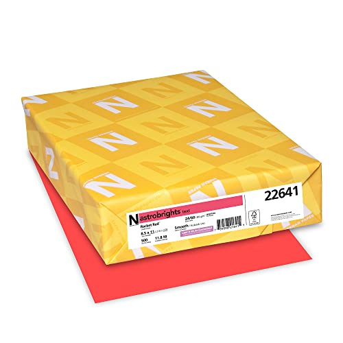 Neenah Astrobrights® Bright Color Paper, Letter Size Paper, 24 Lb, FSC Certified, Rocket Red, Ream Of 500 Sheets