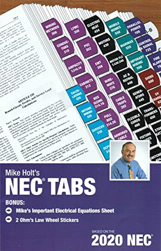 2020 Mike Holt’s NEC Tabs (Color Coded) with 2 Ohm’s Law Stickers and Electrical Equations Poster – 2020 Edition