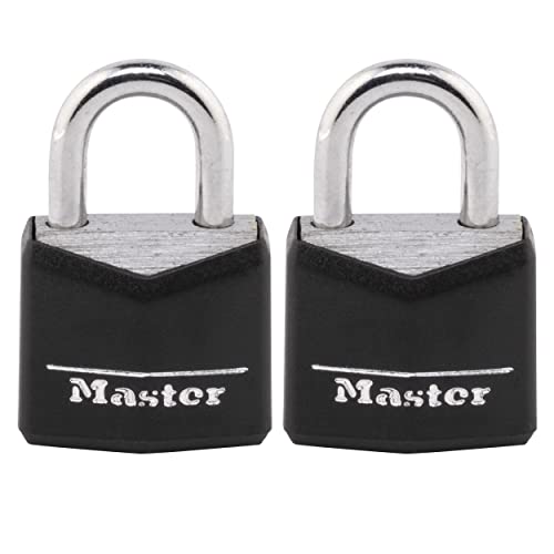 Master Lock 121T Padlock, Covered Aluminum Lock, 3/4 in. W, Black, 1-Pack, 2-Count