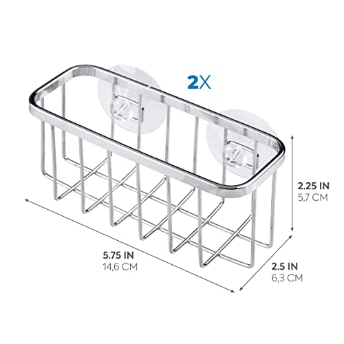 iDesign Gia Stainless Steel Dish Sponge Holder Basket with Suction Cups, Ideal for Kitchen Sinks and Bathroom Organization, Set of 1, Polished | The Storepaperoomates Retail Market - Fast Affordable Shopping
