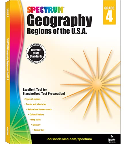 Spectrum Grade 4 Geography Workbook, 4th Grade Workbook Covering United States Regions, Cultural and Natural History in America, and US Map Skills, Classroom or Homeschool Curriculum