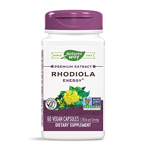 Nature’s Way Premium Extract Rhodiola Energy, Non-GMO, 250 mg per serving, 60 Capsules