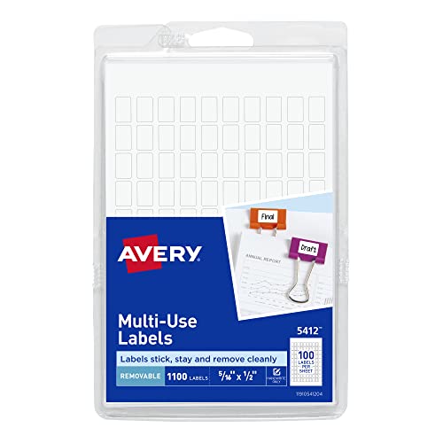 Avery Removable Rectangular Labels, 0.31 x 0.5 Inches, White, Pack of 1100 (5412) | The Storepaperoomates Retail Market - Fast Affordable Shopping